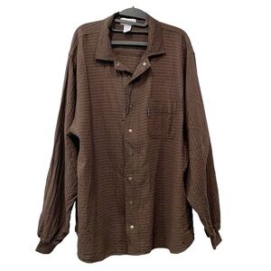 Honey Komb Cotton Gauze Ezze Wear Outdoor Vintage‎ Brown Waffle Jacket XL Snap